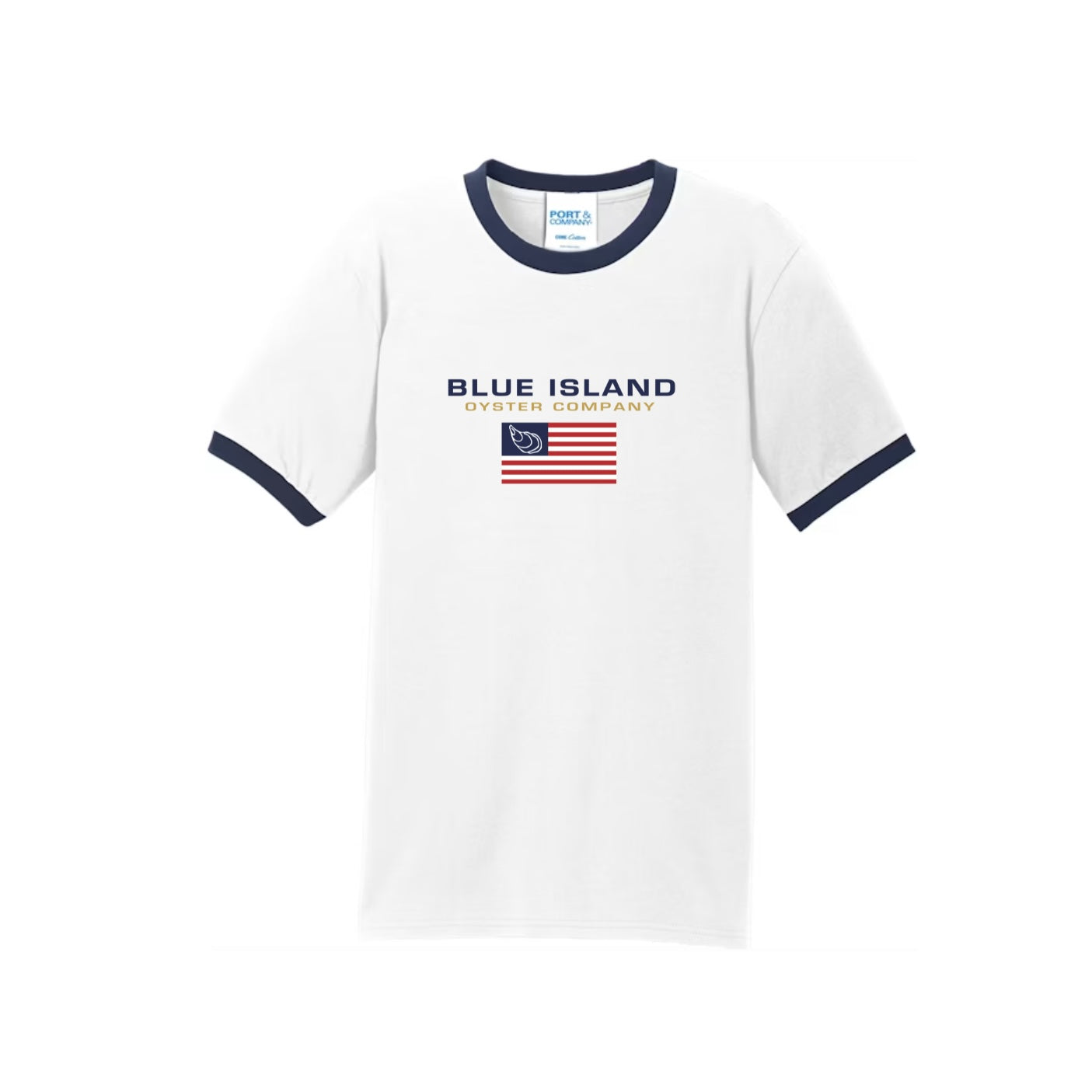 Blue Island Flag Logo Ringer T-Shirt